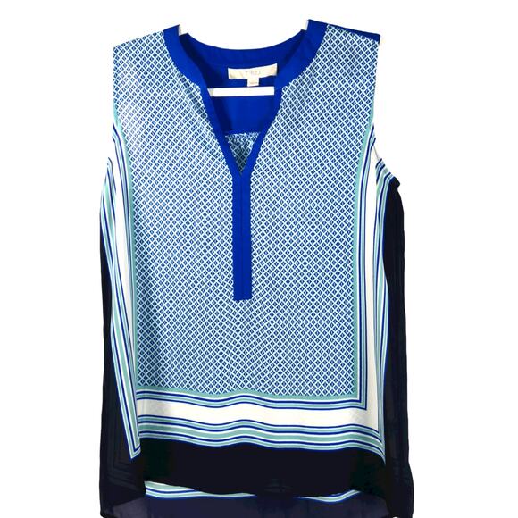 Ann Taylor Tops - Ann Taylor Loft Scarf Print Tank Top Career Casual Womens XS V Neck Lightweight